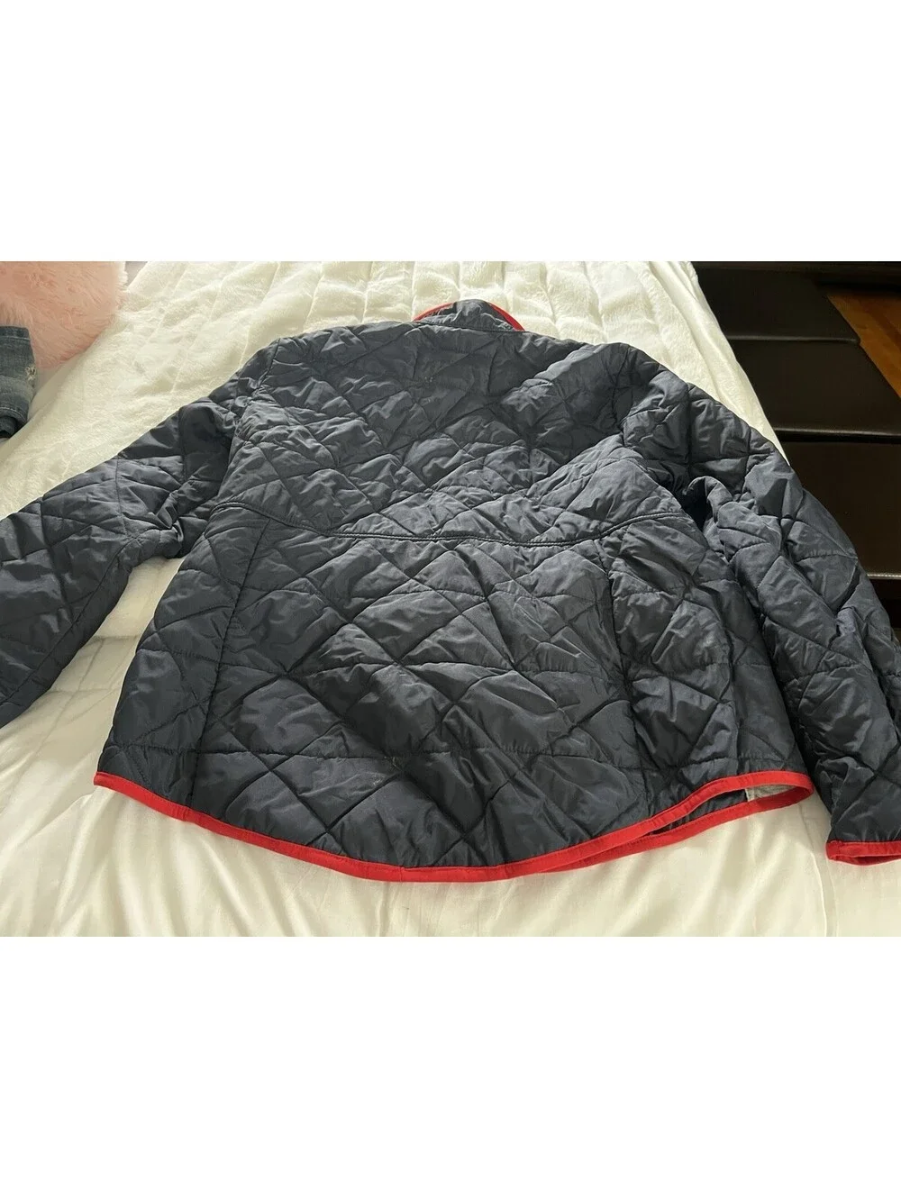 Tommy Hilfiger Womens Medium Navy Red Quilted Zip Jacket spring fall